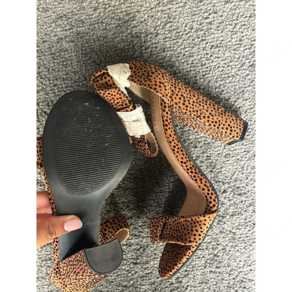 Torrid Cheetah Print Block Heel Ankle Strap Sandals Shoes 6W